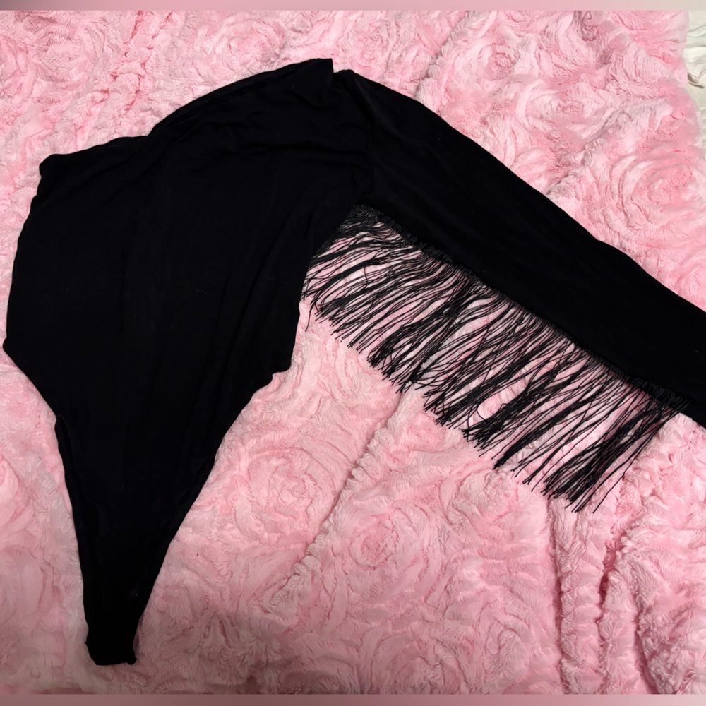 Western Black One shoulder long sleeve bodysuit